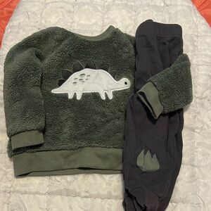 Green and Black Plush Dinosaur Footies